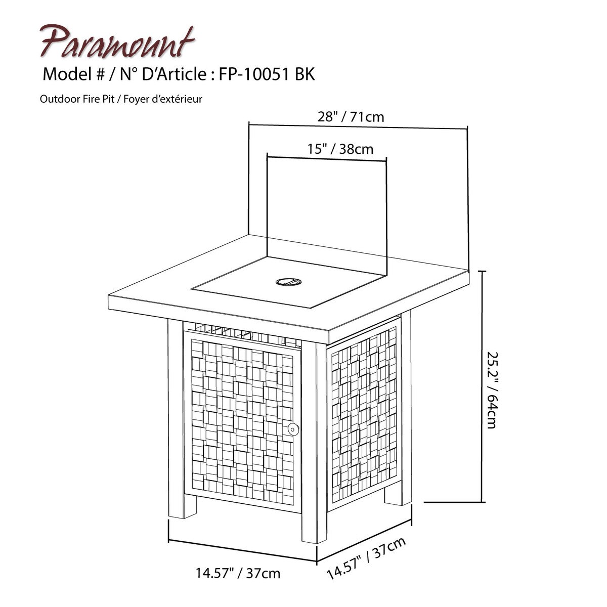 Paramount square gas Firepit